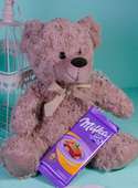Soft toy teddy bear + chocolate
