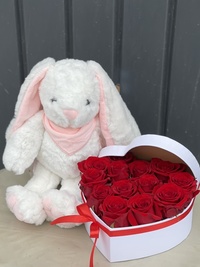 Heart with rose and bunny