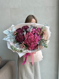 Autumn bouquet with hydrangea and chrysanthemum