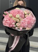 Stylish bouquet with pink hydrangea