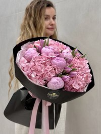 Bouquet with hydrangea and peonies