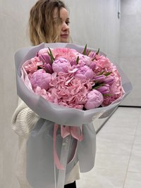 Bouquet with hydrangea and peonies